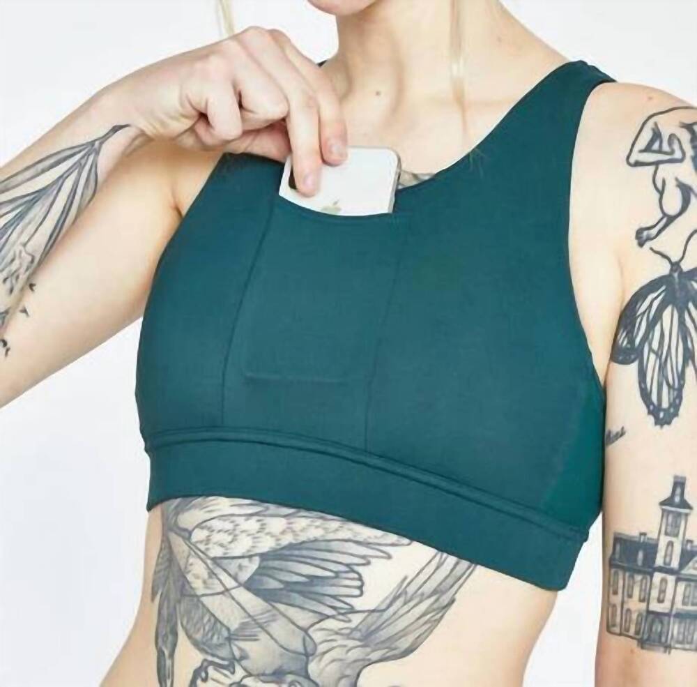 NEW OISELLE pockito sports bra in juniper